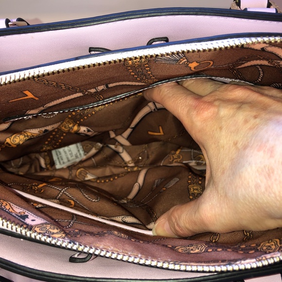 🎉2xHP🎉 VEGAN LEATHER Satchel Snake Skin Center Zip Handbag Pink + Gold Hardware - Picture 11 of 16